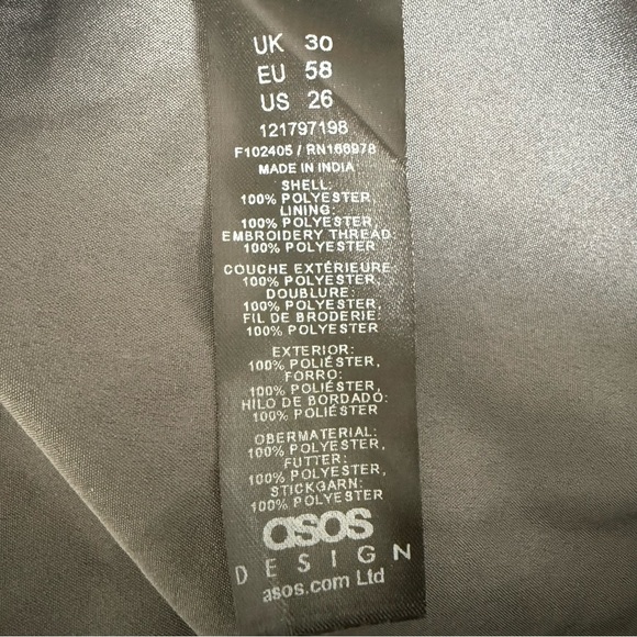 ASOS DESIGN embroidered bust pleated midi dress long sleeve in dark grey 26 - Picture 14 of 14